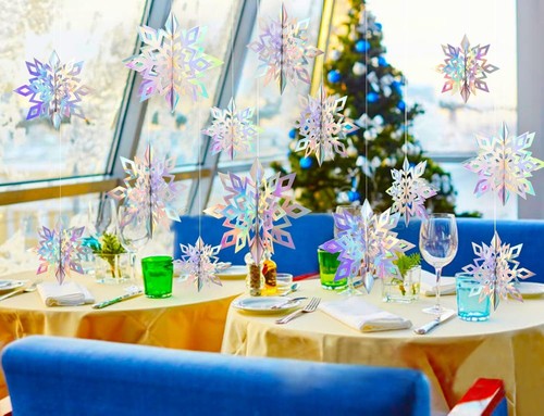 Christmas Hanging Snowflakes Decorations Clearance 15pcs 3D Iridescent Paper ... - Picture 7 of 9