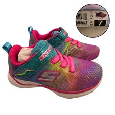Skechers Dash N Dazzle Girls Size 7 Rainbow Glitter Sneakers NWT