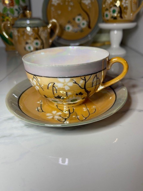 Takito TT Japan Lusterware Cherry Blossom Tea Set 10 pieces blue