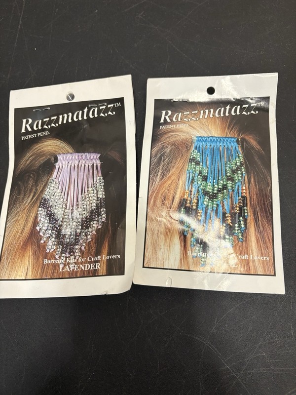 Razzmatazz Barrette Kit for Craft Lovers - Lavender & Teal Beaded VTG NIP