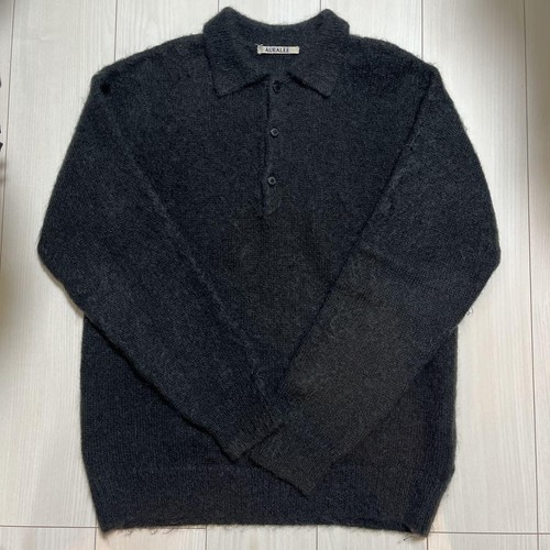 Polo Auralee Cepillado Super Kid Mohair Tejido Hombres Talla 4 Tinta Negro EX - Imagen 13 de 24