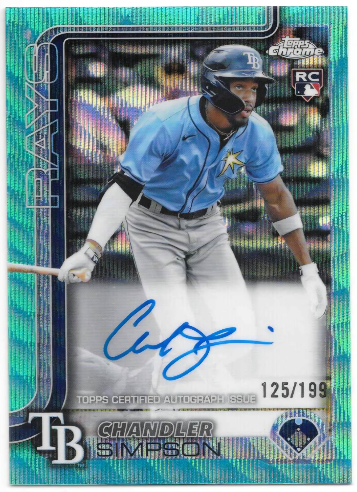 2025 Topps Chrome Chandler Simpson Rookie Auto Aqua Wave Refractor /199