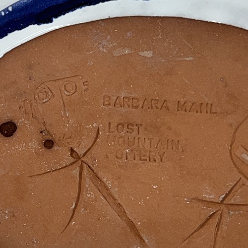 Vtg Barbara Mahl Lost Mountain Pottery Handcrafted Signed Oval Plate Abstract - Picture 8 of 10