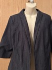 Christopher & Banks Suit Jacket Womens Size Medium Petite Blue 3/4 Sleeve Career — photo 2