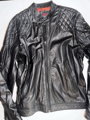 Diesel Men XXL EURO 44'' Black Soft Leather Motorcycle Cafe Racer Diamond Stitch