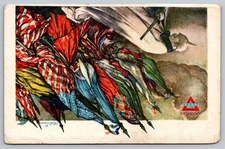 Vintage WWI Patriotic Postcard American YMCA Flags Soldier Art