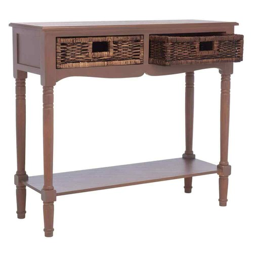 Corbin 36 in. 2-Drawer Brown/Off-White Wood Console Table - Picture 7 of 8