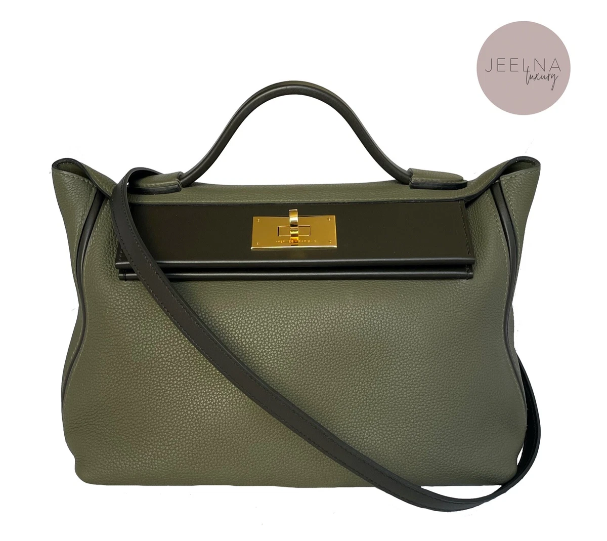 HERMES 24/24 Bicolor 29 Vert Bronze/ Vert Olive and Black Togo/ Swift GHW