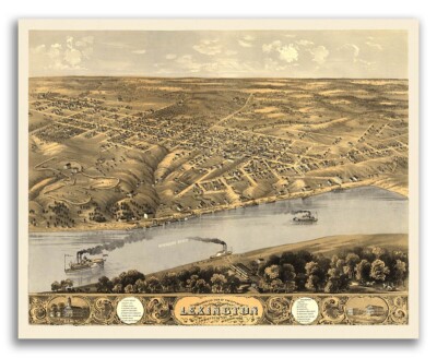 Lexington Missouri 1869 Historic Panoramic Town Map - 24x30