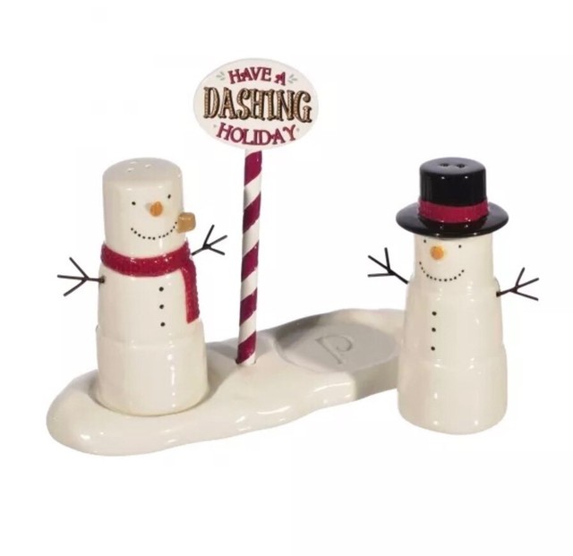 Grasslands Road Christmas "Dashing Holiday" Snowman Salt & Pepper