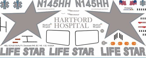 Decal 545 Eurocopter EC 145 Hartford Hospital Life Star N145HH - 第 1/2 張圖片