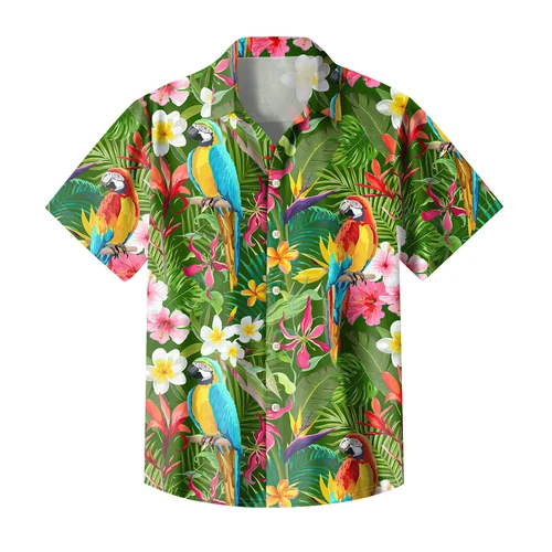 Men's Hawaiian Shirts Mens Floral Printed Button Down Short Sleeve Casual Shirts - Picture 13 of 42