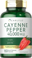 Cayenne Pepper Capsules | 40,000 HU | 150 Count | Non-GMO, Gluten Free - US
