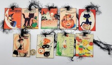 9-Halloween-Retro-Handmade-Junk Journals-Parties-Linen Cardstock-Gift-Hang-Tags