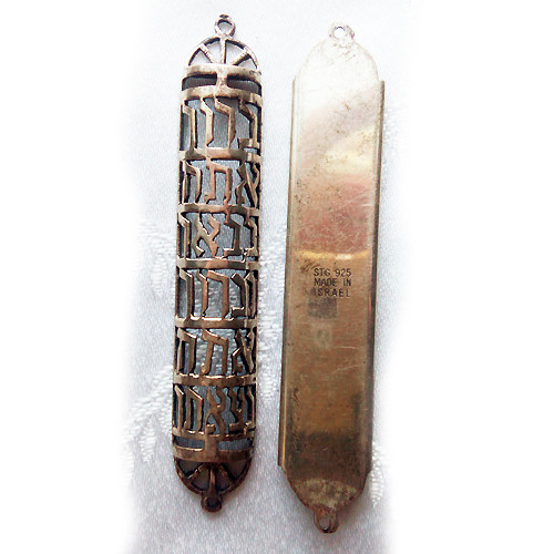 MEZUZAH or MEZUZA .925 STERLING SILVER Made Israel Vintage circa 1950 3.5" long - Picture 2 of 4