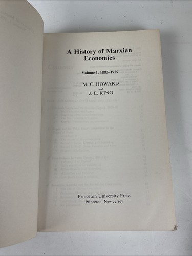 A history of Marxian economics. Volume I 1883-1929, PB 1989, M.C. Howard & King - Picture 6 of 9