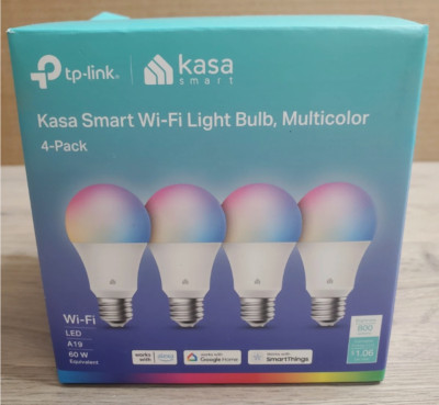 Kasa Smart Wifi Bulbs - Full Color Changing Dimmable A19, 60W 800 Lumens, 4 Pack