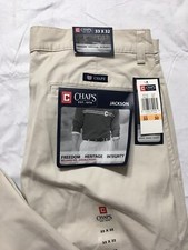 Chaps Jackson Chino Pants Men's Size 33x32 Double Pleated Relaxed Fit Stone NWT