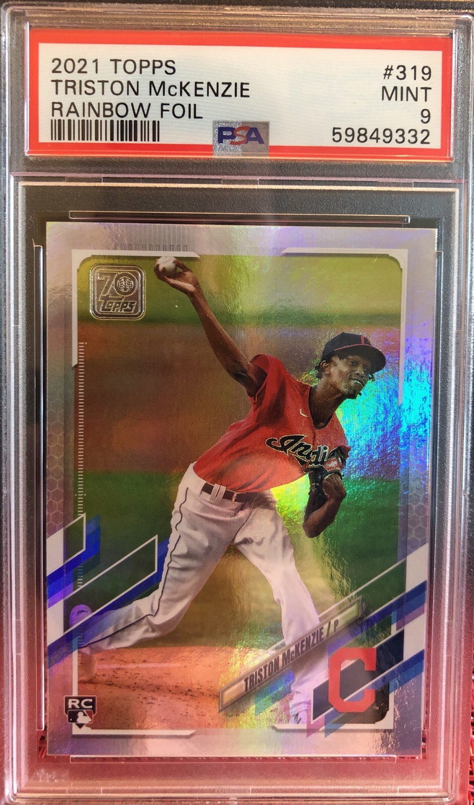 Triston McKenzie 2021 Topps Rainbow Foil Rookie #319 PSA 9 Mint Padres