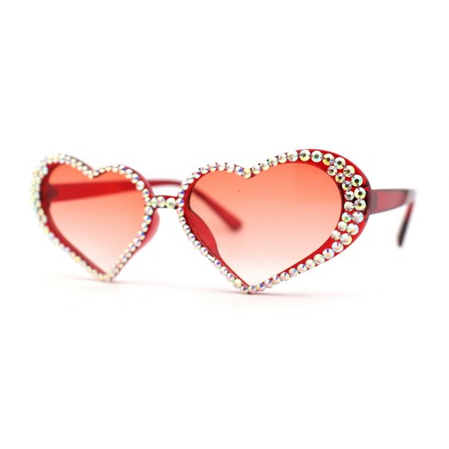 Damen-Sonnenbrille irisierend Strass Glitzer sprudelnd Herzform - Bild 12 von 60