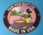 Vintage Paw Paw Sign - Gas Pump Garage Porcelain Fishing Lure Sign