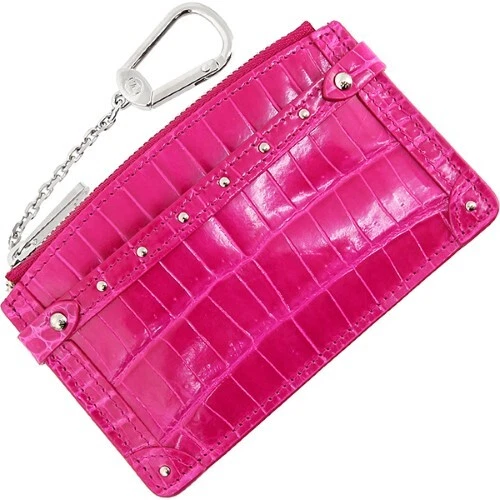 Louis Vuitton Pochette Cle Crocodile Leather Fusha Keying Coin Card Case Wallet