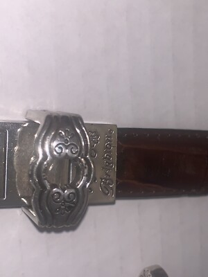Vtg Brighton Moc Croc Leather Belt with Silver Elephant Buckle & Tip. EUC VTG Brighton Moc Croc Leather Belt Silver Buckle Reversible  main image 4