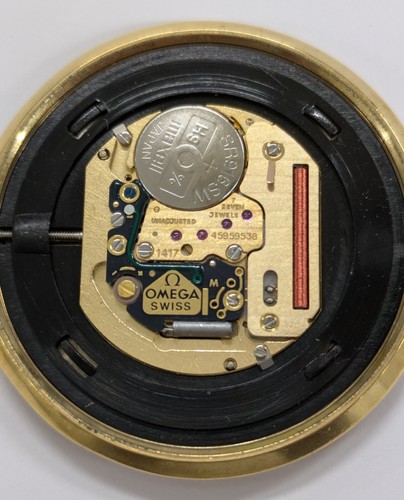 *Exc+5* Vintage OMEGA De Ville Pocket Watch Cal.1417 Quartz *191.1780 Gold Roman - Picture 7 of 13