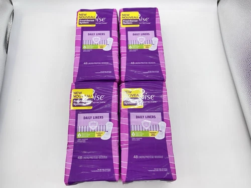 Poise Daily Liners  Regular Length Very Light #2 Absorbency Lot of 4- 48 ct each