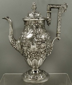 P.B Sadtler & Sons Sterling Silver Coffee Pot     c1845 CASTLE