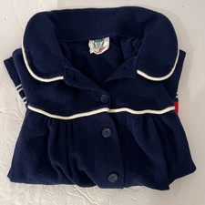 Vintage Bull Frog Knits Sweater-Like Blue Red And White Button Up - Children  s