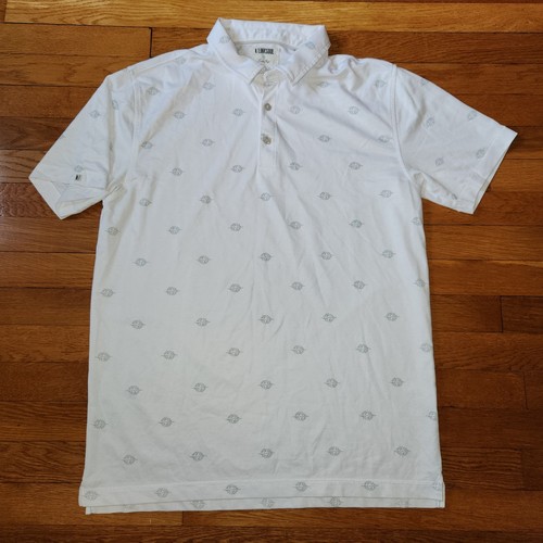 Linksoul Polo Mens Large Golf Cotton Performance Stretch White All Over Pattern - Picture 1 of 8