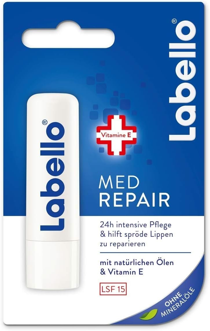 Labello Med Repair Lip Balm with Sun Protection (SPF 15) and Vitamin E for Inte