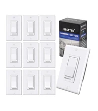 Bestten 10 Pack Dimmer Light Switch White, Single-Pole or 3-Way Dimmer USP3-LS02