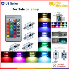 Led Festoon Bulbs 42mm Rgb 16 Color Remote Interior Map Dome 4 Pack