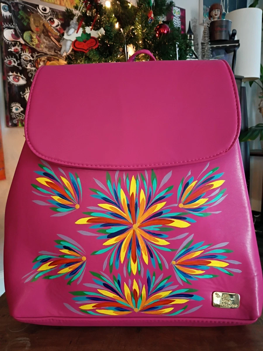 Rosa Mexicano Hand Painted Vegan Leather Butterfly Backpack Rosa Mexicano Backpack Multicolor. Butterfly | eBay main image 2