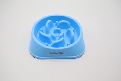 MateeyLife Slow Feeder Dog Bowl Anti Gulp Puzzle Dish Blue Non Slip Pet