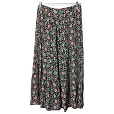 Boden Skirt Womens US 6 Black Floral Midi A-Line Lined Pockets Viscose Ecovero