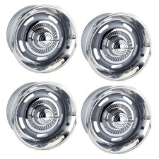 Gm Style Rally Wheels W Beauty Rings And Derby Caps Kit 5 On 4.75 Silver