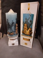 Vintage 1978 Jasco Holy Night & Christmas Adoration Candle & Holder Ensemble