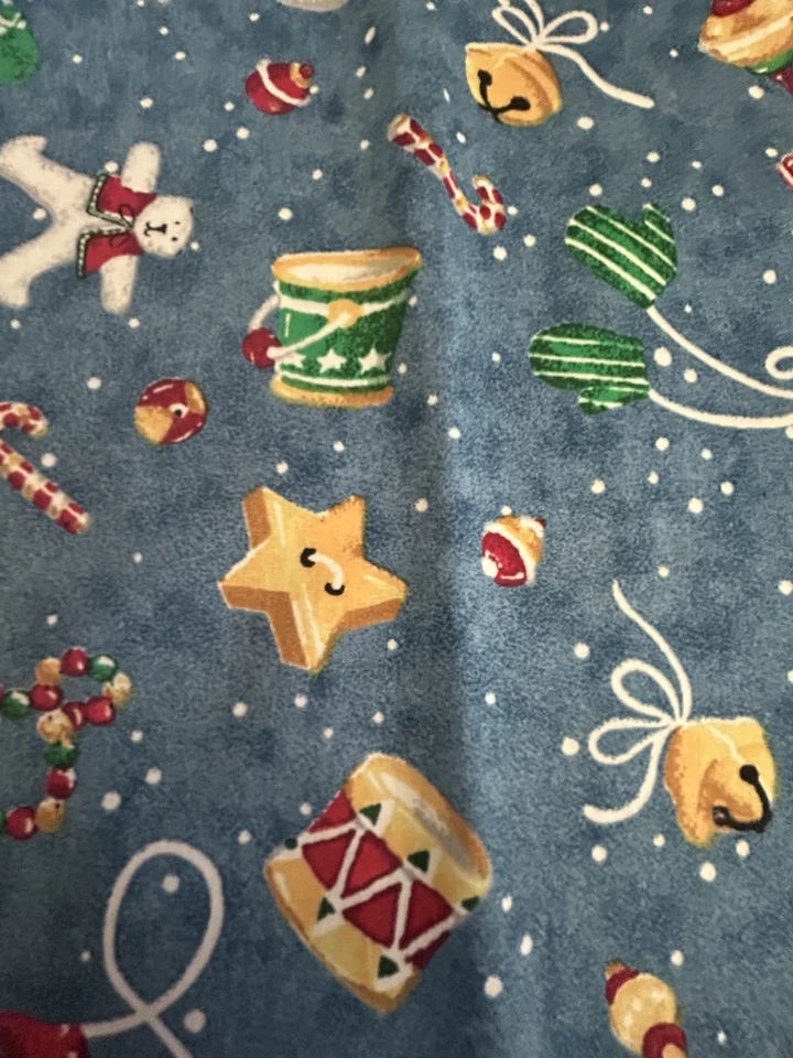 Vtg 90's Daisy Kingdom Blue Christmas Fabric Trees Snowmen Holiday Cotton - Image 4 of 4