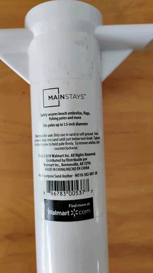 Nuevo anclaje de arena blanca Mainstays de 1,5 pulgadas de diámetro máximo para pesca playa Foto 3 de 4