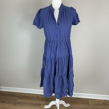 Cynthia Rowley S Linen Dress Tiered Cottagecore Prairie Peasant Chic Beach Midi