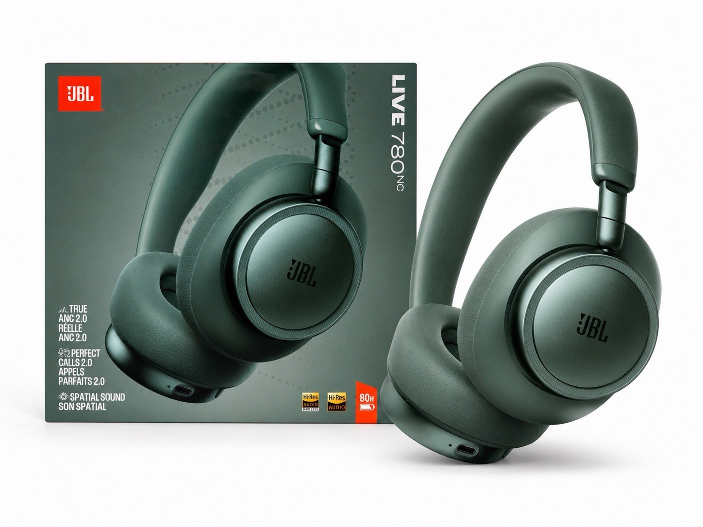 JBL Live 780NC Bluetooth Wireless Over-Ear Headphones w/ ANC, Hi-Res, Green