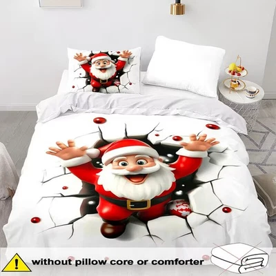 Surprising Santa Bedding Set Queen Doona Quilt Duvet Cover Pillowcase - image 1 of 4