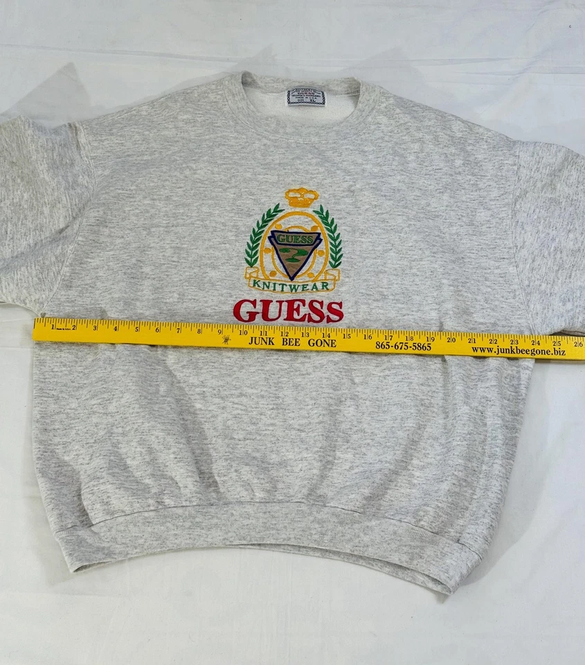 Vintage Guess Sweatshirt Mens XL Knitwear Crest Embroidered Pullover USA 90s Foto 4 de 4