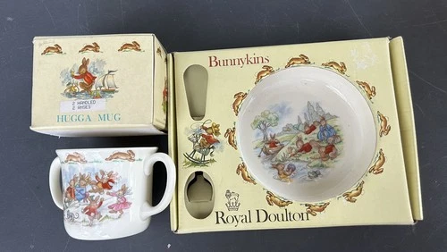 Royal Doulton Bunnykins Ceramic Bowl Plate and Mug Vintage in Boxes