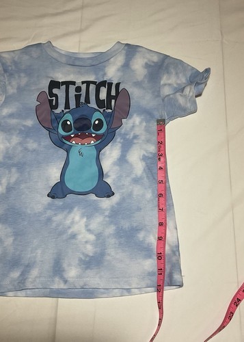 Disney Stitch Girls 4/5 Blue White Cloud Short Sleeve Leggings Outfit - Picture 4 of 11