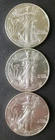Lot of Three 1997 $1 American Silver Eagle Dollars