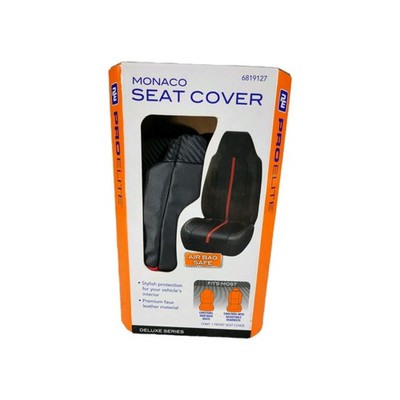 Monaco Faux Leather Car Seat Cover Black Red 1 Piece Pro Elite Deluxe Series